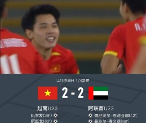 星空体育-90分钟：U23越南2-2阿联酋U23，阮庭北传射